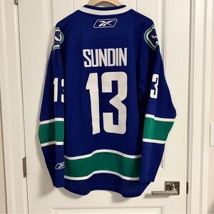 Authentic Reebok Vancouver Canucks Mats Sundin Blue Orca Jersey Size Medium